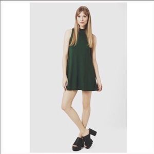 Top Shop Mock Neck Swing Dress, casual dress green